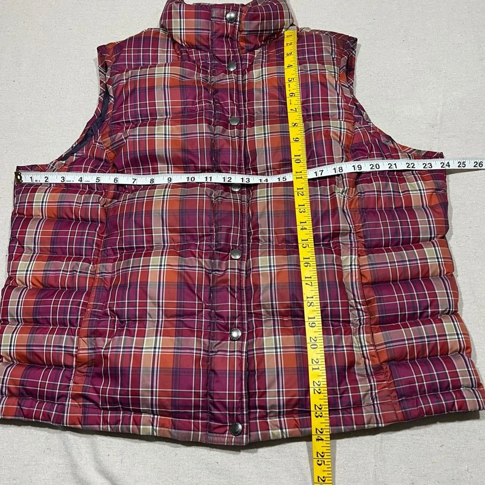 Lands End Women's Plaid Quilted Down (80%) Vest Puffer Gilet Purple Red XL‎ P 18